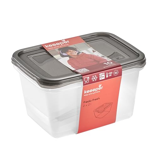keeeper fredo fresh Frischhaltedosenset 2-teilig, 2 x 2 l, Crystal Grey (Transparent) keeeper fredo fresh Frischhaltedosenset 2-teilig, 2 x 2 l, Crystal Grey (Transparent) von keeeper