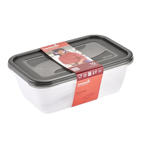 keeeper fredo fresh Frischhaltedosenset 2-teilig, 2 x 3,3 l, Crystal Grey (Transparent) von keeeper