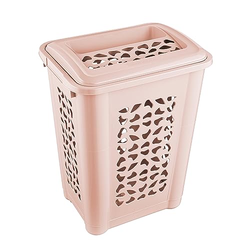 keeeper Wäschebox mit Einwurfschlitz und aufklappbarem Deckel, Luftdurchlässig, 60 l, Per, Nordic Pink von keeeper