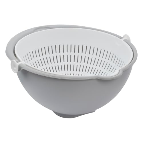 keeeper 2-in-1 Schüssel und Sieb, Groß, Spülmaschinengeeignet, Stella, Nordic Grey (Grau) von keeeper