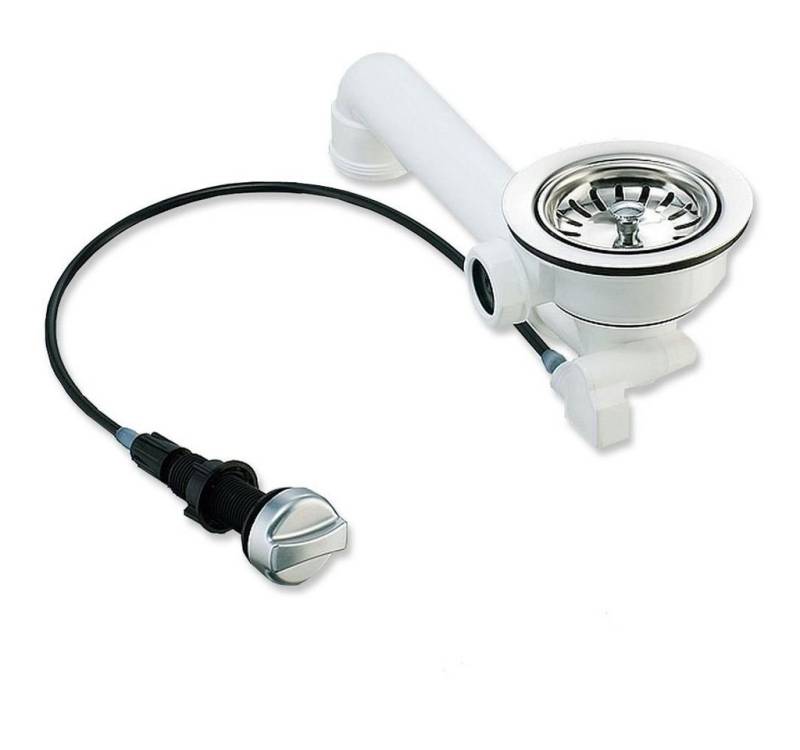 keenberk Anschluss-Set Spülenablauf Siebkorbventil 3 1/2" Ø 114 mm mit Seil-Drehbetätigung von keenberk