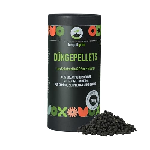 Bio Langzeitdünger (300g) aus Pflanzenkohle & Schafwolle | rein organischer Dünger für Gemüse, Zierpflanzen und Obst | Wasserspeicher + Humusaufbau | natürlich | ohne künstliche Zusätze von keep it grün