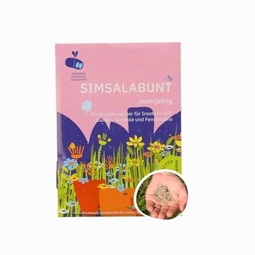 Saatgutmischung Wildblumen für Balkon & Topf (Simsalabunt) ohne Pflanzenkohle zum Abmagern | buntes Bienenfutter unterstütz heimische Insekten | schützt Artenvielfalt | sorgfältig ausgesuchte Sorten von keep it grün