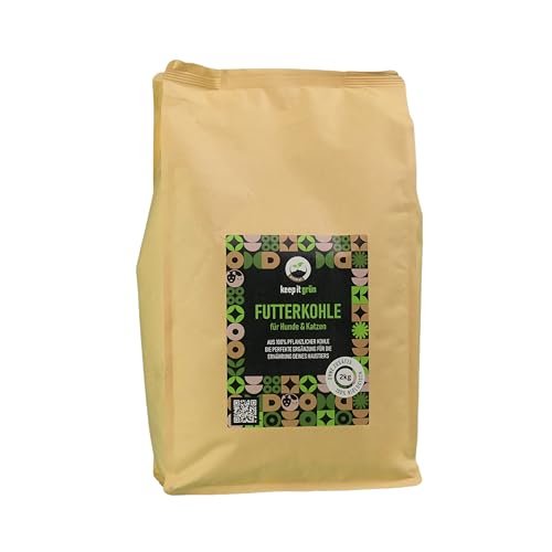 Futterkohle für Hunde (2000g) – ohne Zusätze | von keep it grün | perfekte Körnung zur Futterbeigabe | kann Schad- und Giftstoffe binden | rein pflanzlich von keep it grün