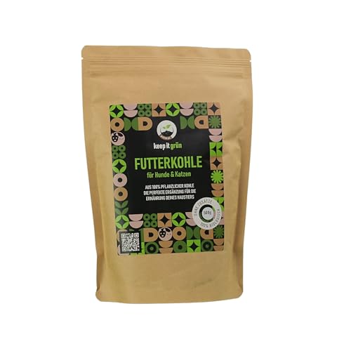 Futterkohle für Hunde (500g) – ohne Zusätze | von keep it grün | perfekte Körnung zur Futterbeigabe | kann Schad- und Giftstoffe binden | rein pflanzlich von keep it grün