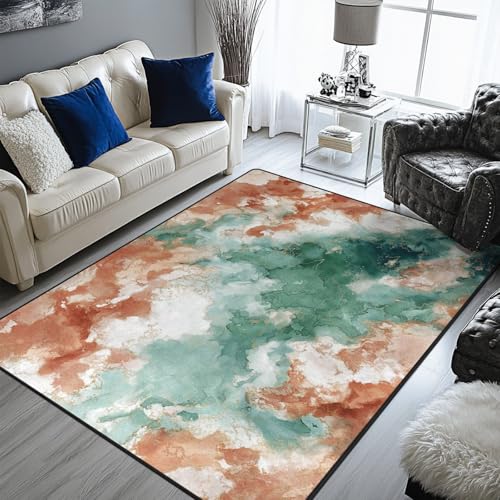 keepcute Moderner abstrakter Teppich, 1,5 x 2,1 m, rutschfest, großes Aquarell-Design, Bodenteppich, Dekoration für Wohnzimmer, Schlafzimmer, Wohnzimmer, Arbeitszimmer von keepcute