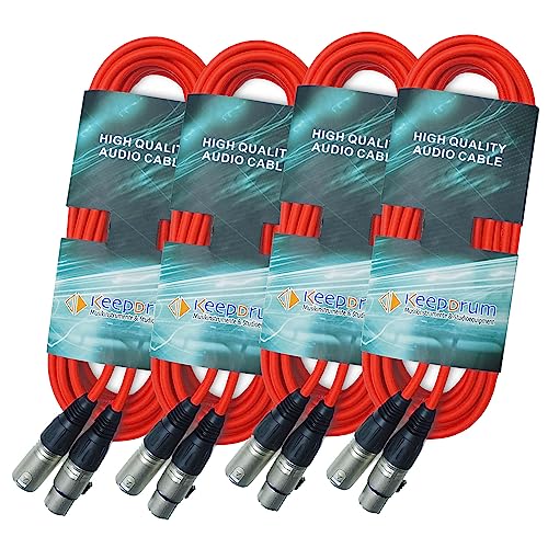 keepdrum Mikrofonkabel XLR 3-polig 10m Rot 4 Stück von keepdrum
