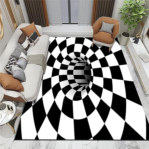 3D Optische Täuschung Rechteck Bereich Teppich Vortex Teppich rutschfest 3D Vortex Optische Täuschungen Bodenmatte für Esszimmer Zuhause Schlafzimmer Zimmer Dekor von keephen