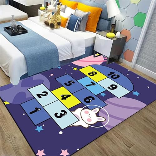 Hopscotch Teppich rutschfeste Spielmatte Spielbereich Teppiche Weicher Cartoon-Druck Bodenteppich für Schlafzimmer Spielzimmer von keephen