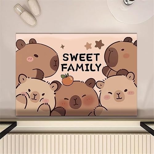 keephen Tier Badezimmerteppich niedliche braune Capybara Diatomeen-Schlamm-Badematten Super saugfähige Cartoon-Bodenmatte rutschfeste Duschwanne Badezimmerzubehör von keephen