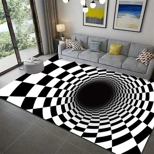 3D-Teppich Bodenloses Loch Optischer Täuschungsbereich Teppich 3D-Wirbel Illusion Große Teppiche Bodenmatte Gummimatten Fußmatte für Wohn-Esszimmer Schlafzimmer Küche von keepmore