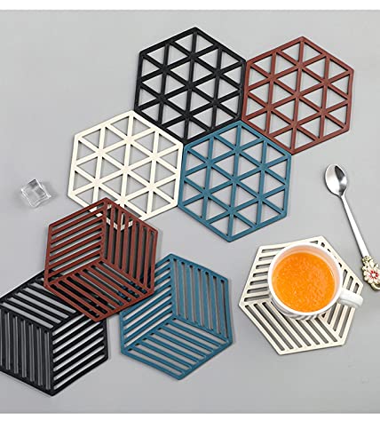 keepmore 4 STÜCKE Rhombus Dreieck Grafiken Silikon Untersetzer Matte Tischsets rutschfeste Topflappen Untersetzer Tassenmatte Küche Tischunterlage für Hot Pads, Kochen & Essen von keepmore