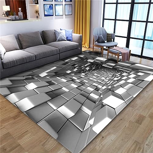 keepmore 3D-Illusionsteppich Quadratischer Teppich 3D-geometrische optische Täuschungen rutschfeste Flächenteppiche Vision Trap Bodenmatte Fußmatte Teppich für Flur Schlafzimmer Wohnzimmer Büro von keepmore