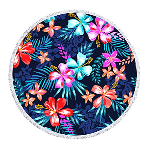 keepmore Blumen rundes Strandtuch, super saugfähig und schnell trocknend, Tischdecke/Stranddecke/Yogamatte/Outdoor-Teppich/Picknickdecke von keepmore