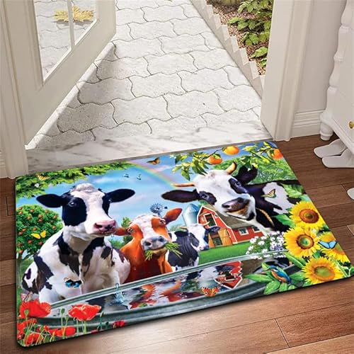 keepmore Kieselgur-Stein-Badematte Rinder-Kuh-Muster Badezimmerteppich Wasserabsorbierende Fußmatte rutschfeste Anti-Schimmel-Waschbar für Bauernhaus Duschraum Waschbecken keepmore Kieselgur-Stein-Badematte Rinder-Kuh-Muster Badezimmerteppich Wasserabsorbierende Fußmatte rutschfeste Anti-Schimmel-Waschbar für Bauernhaus Duschraum Waschbecken von keepmore