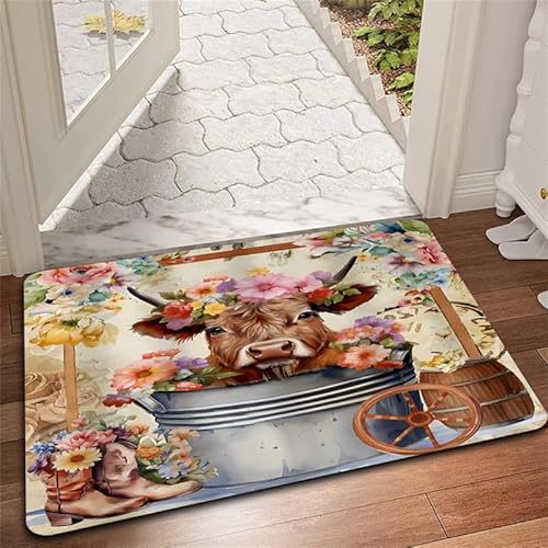 keepmore Kieselgur-Stein-Badematte Rinder-Kuh-Muster Badezimmerteppich Wasserabsorbierende Fußmatte rutschfeste Anti-Schimmel-Waschbar für Bauernhaus Duschraum Waschbecken keepmore Kieselgur-Stein-Badematte Rinder-Kuh-Muster Badezimmerteppich Wasserabsorbierende Fußmatte rutschfeste Anti-Schimmel-Waschbar für Bauernhaus Duschraum Waschbecken von keepmore