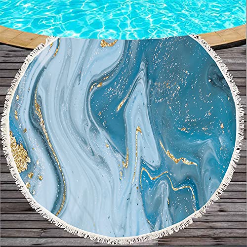 keepmore Mikrofaser Rundes Strandtuch Beliebter runder Wandteppich mit Quasten Glitzer Tie Dye Große Stranddecke Sandfreies Picknick Yogamatte Wandbehang Tischdecke von keepmore