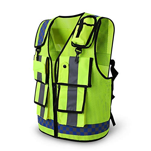 keepmore Reflektierend Sicherheitsweste - Hohe Sichtbarkeit Konstruktion Weste mit Taschen und Reißverschluss - Atmungsaktiv Mesh Futter, Fluoreszierendes Gelb von keepmore