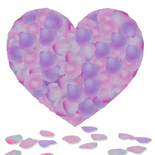 Keepsweat Rosenblätter, 1200 Stück, rosa, weiß, lila, Seidenrosenblätter für Hochzeit, Party, Dekoration Keepsweat Rosenblätter, 1200 Stück, rosa, weiß, lila, Seidenrosenblätter für Hochzeit, Party, Dekoration von keepsweat