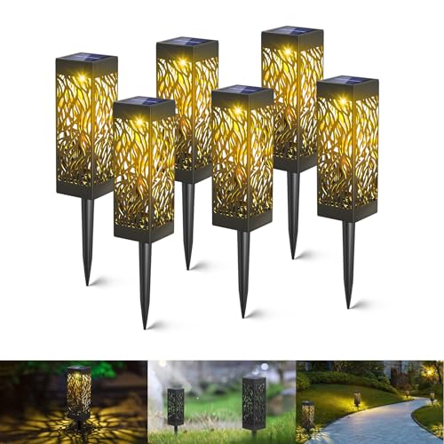 kefflum Solarlampen für Außen Garten 6 Stück Solarleuchte Garten LED Solarlampe Gartenleuchte für draußen Warmweiße Solar Laterne Wasserdicht IP65 Landschafts beleuchtungs Fahrstraßen für Rasen von kefflum