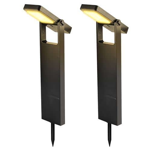 kefflum Solarlampen für Außen Garten 2 Stück 300LM, 2200mAh Solar Wegeleuchte für Außen, 2,5W Vergrößertes Solarpanel Aus Polykristallinem Silizium Warmweiß, Ip65 Wasserdicht für Weg Terrasse Rasen von kefflum