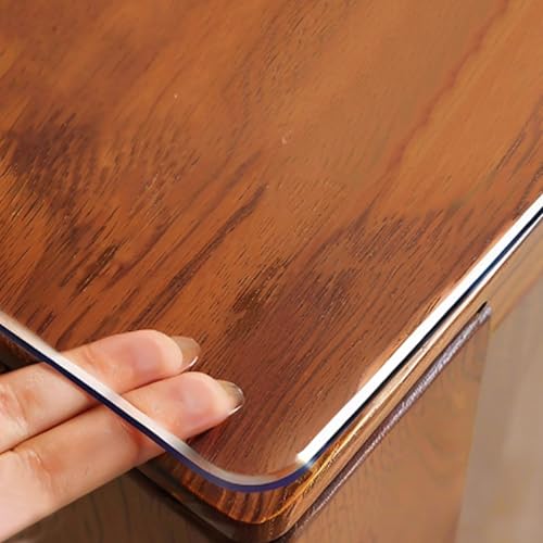 2.6mm PVC Tischdecke Tischfolie,Strapazierfähiger Rechteckiger Schutzfolie,Holzmöbelabdeckung Wasserdichter Tischschutz,Tischunterlage,für Couchtisch,Schreibtisch (90x140cm/35x55in) von kefu01