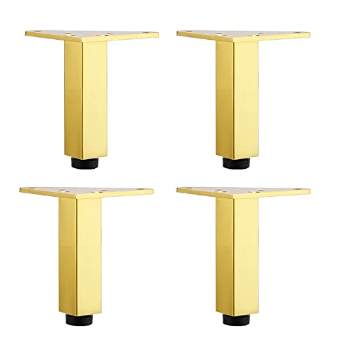 4 Stück Möbelfüße,Tischbeine aus Aluminiumlegierung/Bettfüße/Schrankbeine/Sofafuß,Höhenverstellbar 0-10mm,für Schrank,Kleiderschrank,TV-Schränke,mit Vorgebohrt (15cm/5.9in,Gold) von kefu01