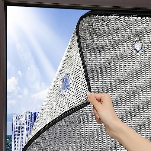 Aluminiumfolie Isolierfolie,Reflektierende Fensterfolie,100% Lichtblockierende UV-Schutz Sonnenschutzfolie,Balkonglas Fenster Sichtschutzfolie,Sonnenschutzvorhänge,Ohne Bohren (70x80cm/28''x31'') von kefu01