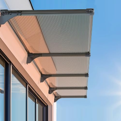 Braunes Fenstermarkisen Türüberdachung,Sonnenschutz Pultvordach für Außentür Terrasse,UV-Schutz vor Regen und Schnee Eingangsmarkise,für Innenhof,Balkon,Restaurant,Möbel (100x310cm/39 x122) von kefu01