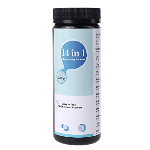 Folewr 100 Stück Upgrade 14 in 1 Trinkwasser-Teststreifen PH Härte Alkalinität Blei Kupfer Eisen Quecksilber Brom Nitrit Test von kefu01