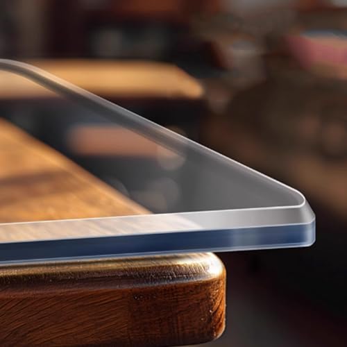 Robuster 3mm Tischdeckenschutz Ohne Einlaufen,Hitzebeständiger Wasserdichter Tischschutz,Rechteckiger Durchsichtiger Tischfolie,Schutztischdecke für Esstisch Küche Hause (150x150cm/59x59in) von kefu01