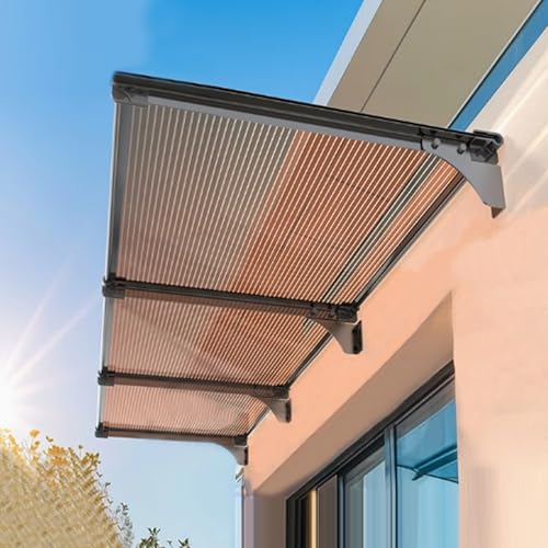 Türfenster-Gartenüberdachung,Terrassen-Veranda-Markise,Außen Türüberdachung,65/80/90/100/120/150cm Eingangsmarkise,Sonnenschutz-Regenschutz Braune Polycarbonat-Pultvordach (65x130cm/26 x51) von kefu01