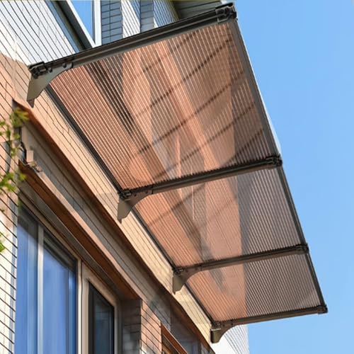 UV-Schutz Pultvordach,Braune Polycarbonat-Abdeckung,Fenstermarkise,Regen- und Schneeschutz-Eingangsmarkise,Dachgarten-Außenfenster-Terrassen-Veranda-Markisenschutz Überdachung (50x70cm/20 x28) von kefu01