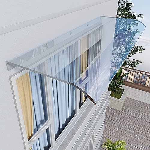 Unsichtbares Vordach für Haustür,Terrassen Fenstermarkise,Sonnenschutz Regenschutz Türüberdachung,Transparente Polycarbonat Pultvordach,für Stromzähler,Klimaanlage,Fahrrad (40x140cm/16 x55) von kefu01