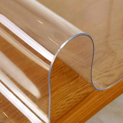 Wasserdichter 2.6mm PVC-Tischschutz,Hohe Temperaturbeständigkeit Kein Schrumpfen Transparente Tischdecke,Küche Esstisch-Schutzfolie,Rechteckige Holzmöbelabdeckung (105x220cm/41x87in) von kefu01