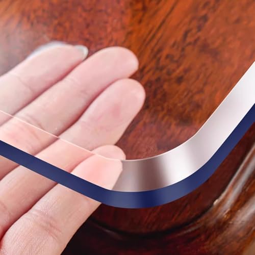 kefu01 Abwischbare Transparente Schutztischdecke mit 65° Abgeschrägter Kante,2.6mm Tischdecke Transparent,Rechteckige Tischfolie Schutzfolie PVC wasserdichte Tischschutz (160x180cm/63x71in) von kefu01