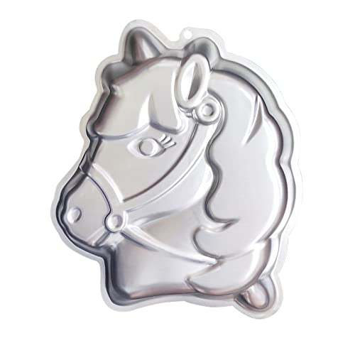 kefyixc Backform Pferd Einhorn-Kuchenform, Pferdekopf-Kuchenform, Aluminium-Kuchenform, Kindergeburtstag 3D-Kuchen von kefyixc