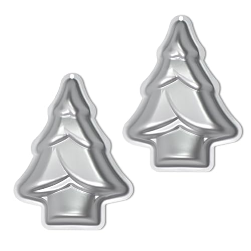 kefyixc Zwei kleine Kuchenplatten in Weihnachtsbaumform, Aluminium-Backform, anwendbar für Cheistmas.Silber kefyixc Zwei kleine Kuchenplatten in Weihnachtsbaumform, Aluminium-Backform, anwendbar für Cheistmas.Silber von kefyixc