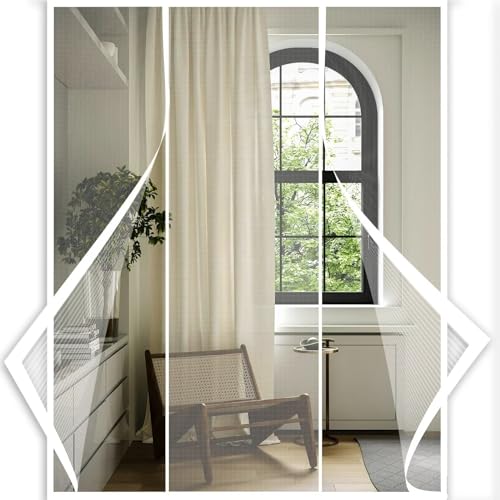 Fenster-Tür-Moskitonetz – magnetisches Fenster-Moskitonetz – Vorhang-Moskitonetz – modulare Vorhänge – drei Scheiben – Insektenvorhang-185x 280cm-Weiß von kegeles