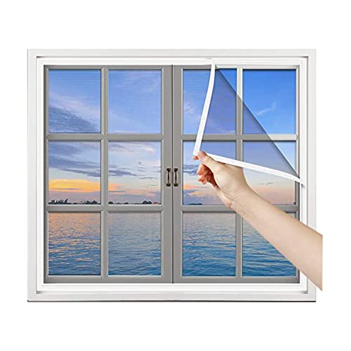 Fliegengitter Fenster 100x120cm(39.3x47.2in) Selbstklebendes Fliegengitter für Fenster Kleber Feinmaschig Leicht zu öffnen und anzubringen Weiß von kegeles