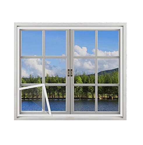 Fliegengitter für Fenster 140x160cm(55.1x63in) Moskitonetze, Polyesterzusammensetzung, natürliche Luftzirkulation, geeignet für Holz-, Aluminium- und andere Rahmen weiß von kegeles