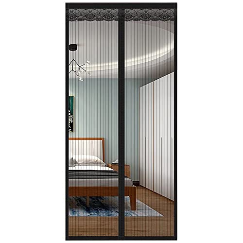 Magnetischer Fliegenvorhang 105 x 235 cm Moskitonetz, mit Heavy Duty Mesh Fliegengitter Magnetvorhang für Kellertür Wohnzimmer Terrassentür, Fliegenschutz ohne Bohren Schwarz von kegeles