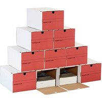 10 Top-Print Archivboxen weiß/rot 24,4 x 32,1 x 18,5 cm von Top-Print