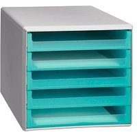 M&M Schubladenbox  aquamarin-transparent 30050914, DIN A4 mit 5 Schubladen von M&M