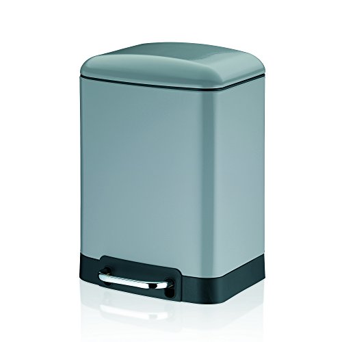 kela 22997, Kosmetikeimer 6 l, Silent-Close, Edelstahl pulverbeschichtet, Davino, Hellgrau, One Size von kela