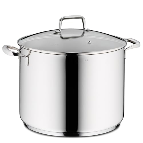 kela Gemüsetopf Flavoria, Durchmesser 28 cm, 12,2 L, Edelstahl 18/10, Allherdboden, Glasdeckel mit Dampfloch, hitzebeständig bis 180° C mit Deckel, bis 220° C ohne Deckel, 10178 von kela