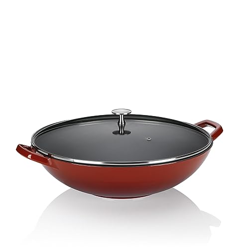 Kela Wok Calido Gusseisen rot 10cm 36cmØ 4l, 36 cm von kela