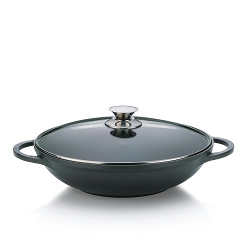 Kela 15157 Wok mit feuerfestem Deckel, 4 L, Aluguss 5 mm, Induktionsgeeignet, Durchmesser 32 cm, Kerros von kela