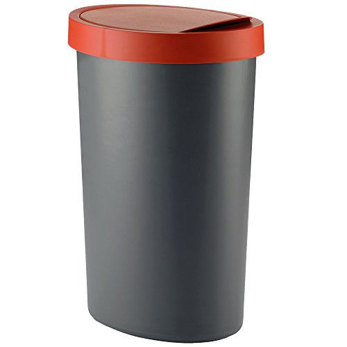 Kela Abfalleimer Coletta aus Kunststoff in grau/terrakotta, Plastik, Grey/Terracotta, 27 x 20.5 x 51 cm von kela