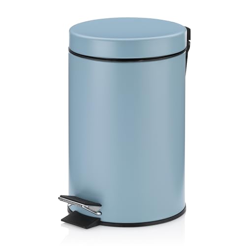 kela Kosmetikeimer blau 3l, Metall Tretmülleimer Badezimmer, Badmülleimer mit Inneneimer und Tragehenkel, MONACO, frostblau matt von kela